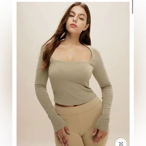 COPY - OGL Brushed Tapered Square Neck Long Sleeve Top